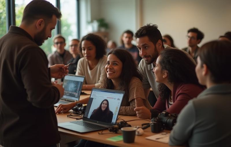 Group of people participating in a photography workshop