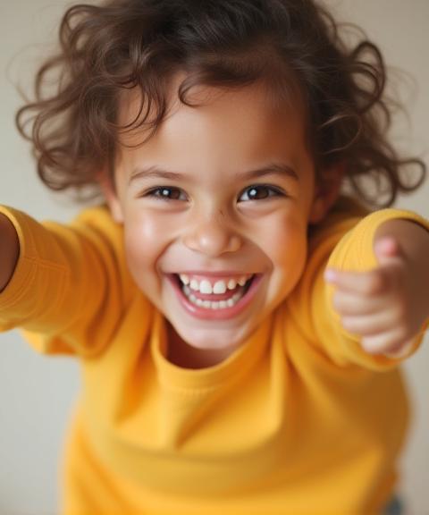 Playful portrait of a child with a bright smile