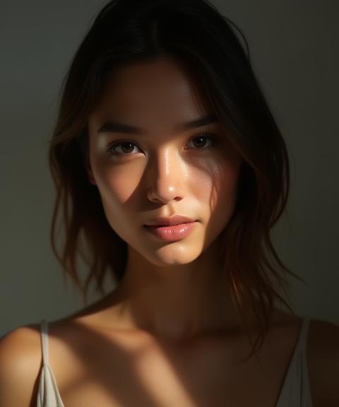 Studio portrait of a young woman with soft lighting