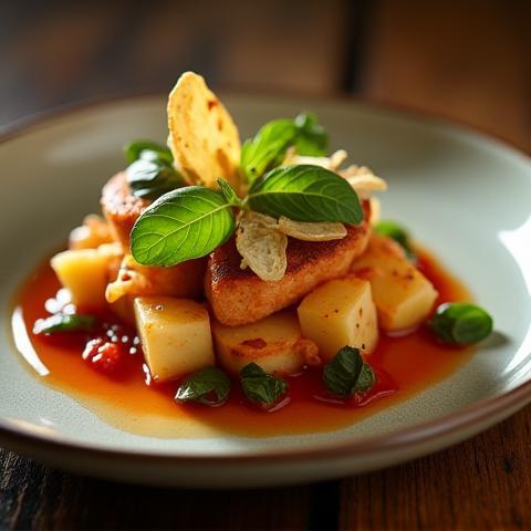 Styled shot of gourmet food item for restaurant menu
